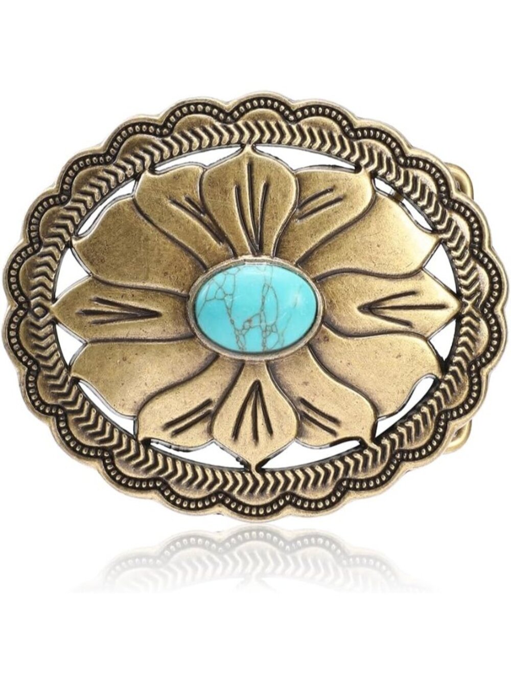 Unisex Gold Flower Vintage Poker Cowboy Texas Rodeo Belt Buckle